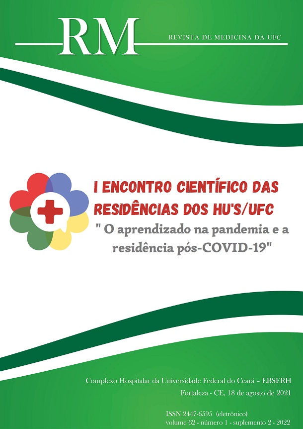 					Visualizza V. 62 N. 1, supl 2 (2022): Revista de Medicina da UFC - suplemento, I Encontro Científico das Residências do Complexo Hospitalar da Universidade Federal do Ceará – EBSERH: “O aprendizado na pandemia e a residência pós-COVID-19”
				