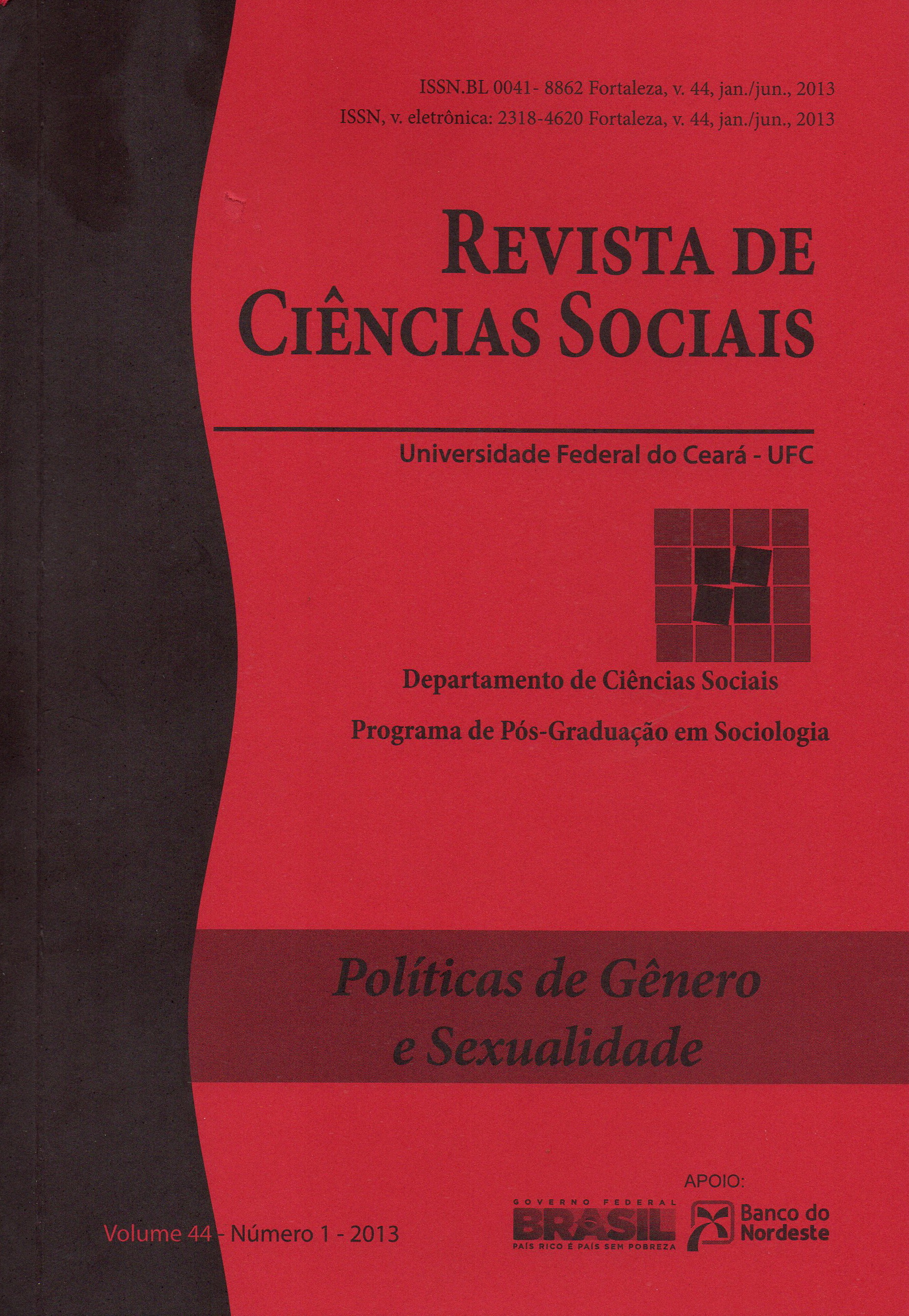 					Visualizar v. 44 n. 1 (2013): Dossiê: Políticas de Gênero e Sexualidade
				