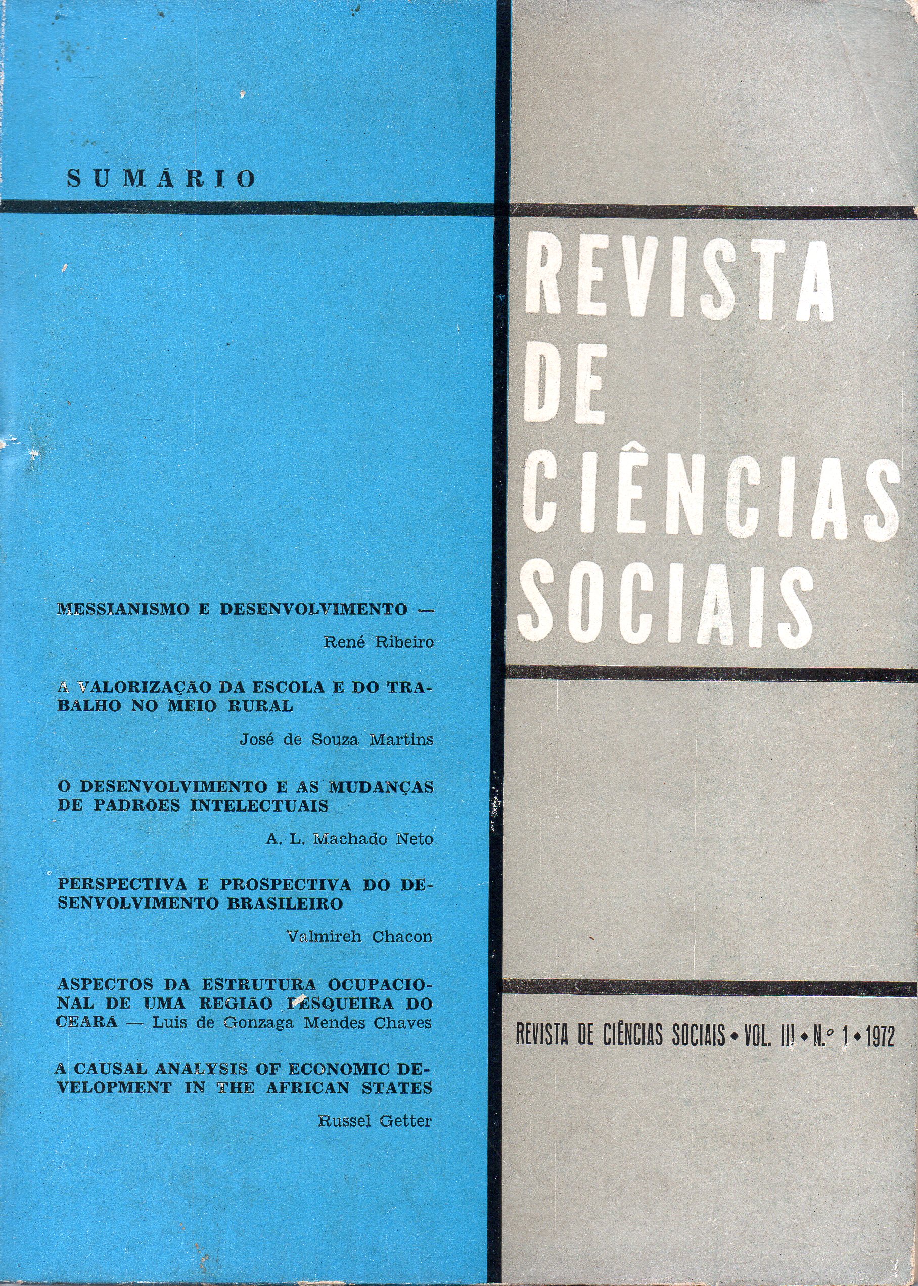 					Visualizar v. 3 n. 1 (1972): Revista de Ciências Sociais
				