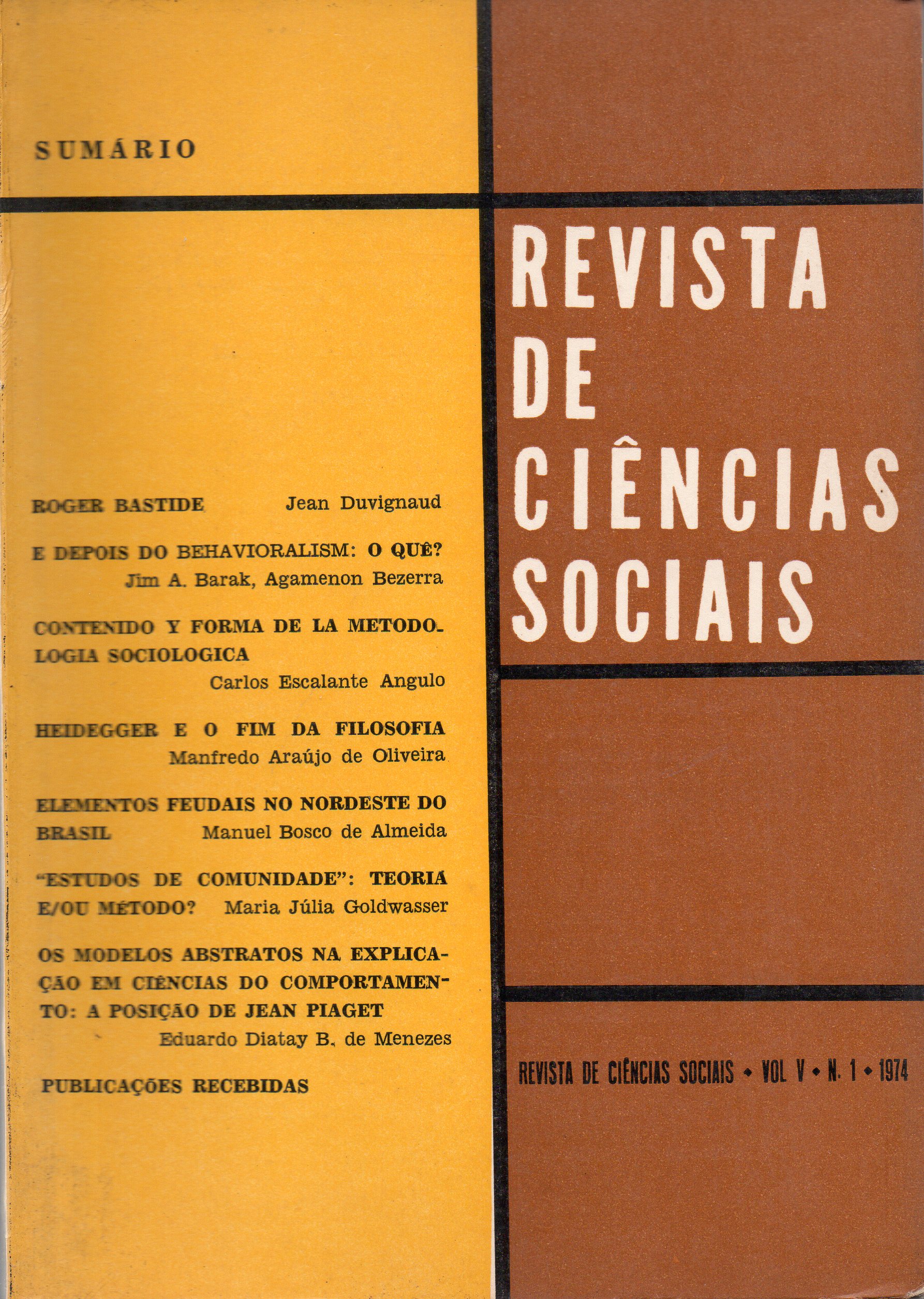 					Visualizar v. 5 n. 1 (1974): Revista de Ciências Sociais
				